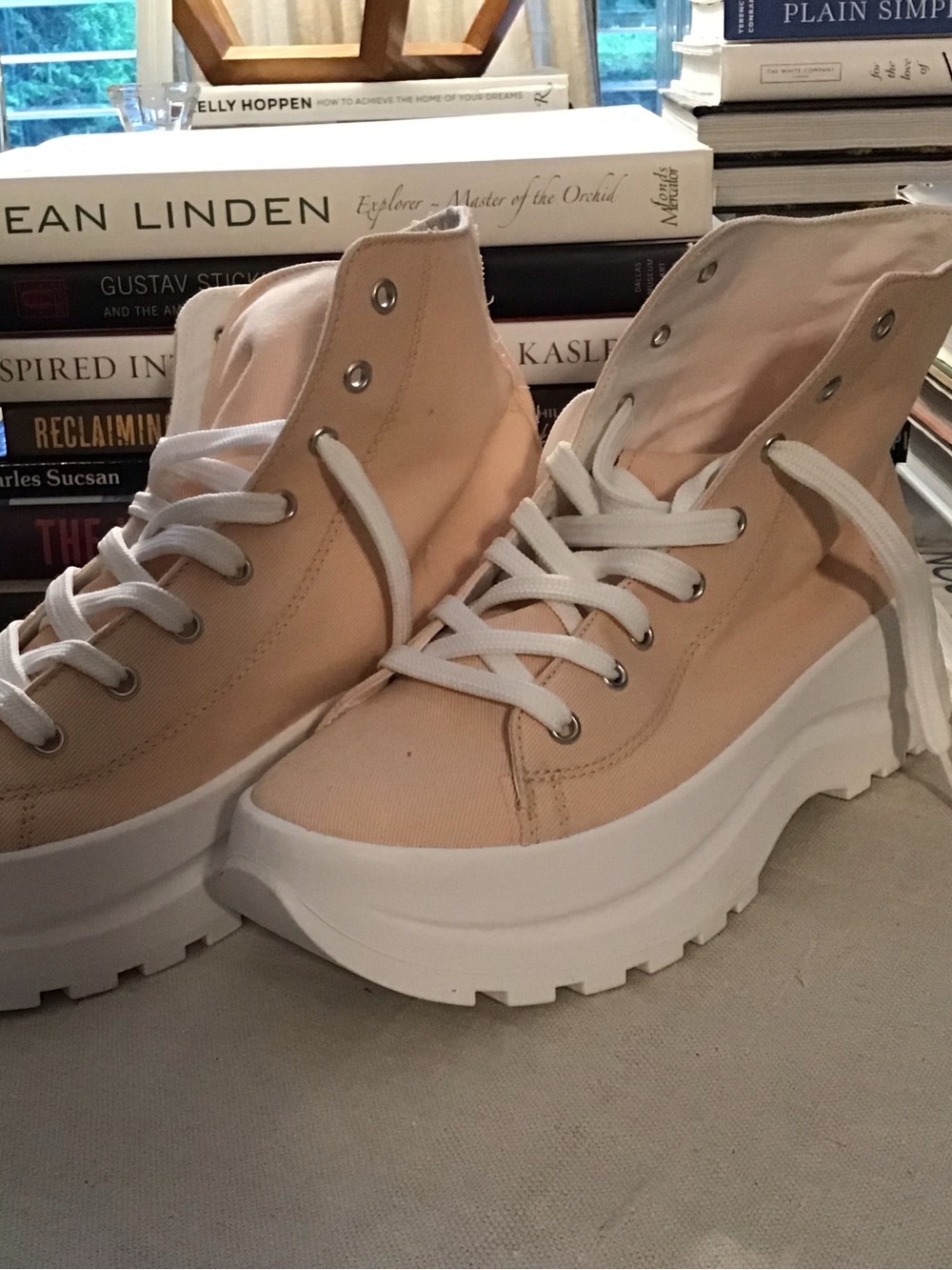 ASOS Beige/Peach High-Top Chunky Platform Sneakers